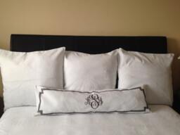 White Long Monogrammed Lumbar Pillow Covers, Personalized Wedding Gifts - thumbnail 1