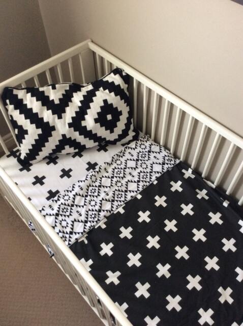 2 in 1 Reversible Blanket, Black & White Baby Plus Signs Aztec Print, Modern Nursery Bedding, Gift, Car Seat Cover - image 1