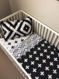 2 in 1 Reversible Blanket, Black & White Baby Plus Signs Aztec Print, Modern Nursery Bedding, Gift, Car Seat Cover - thumbnail 1