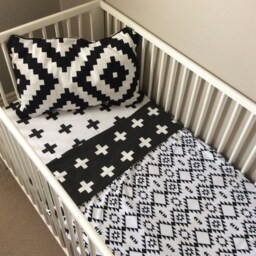 2 in 1 Reversible Blanket, Black & White Baby Plus Signs Aztec Print, Modern Nursery Bedding, Gift, Car Seat Cover - thumbnail 3
