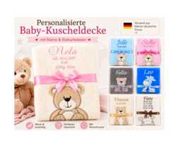 Botobaby Baby Blanket With Name & Date Of Birth, Personalized Cuddly For Christening, Shower, Birthday & Christmas, 75 X 100 cm