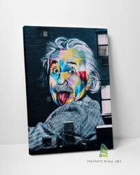 Graffiti Genius Einstein Canvas Art Wall Print Picture Abstract Framed Home Decor -D411 - thumbnail 1