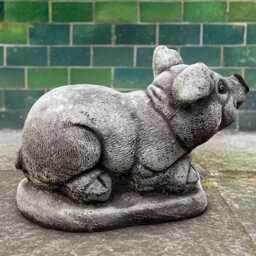 Concrete Sitting Pig Sculpture Cement Figure Outdoor Animal Decoration Stone Ornament Pig Lover Gift Handmade Decor Yard Art - thumbnail 4