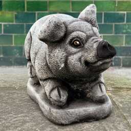 Concrete Sitting Pig Sculpture Cement Figure Outdoor Animal Decoration Stone Ornament Pig Lover Gift Handmade Decor Yard Art - thumbnail 2