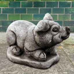 Concrete Sitting Pig Sculpture Cement Figure Outdoor Animal Decoration Stone Ornament Pig Lover Gift Handmade Decor Yard Art - thumbnail 3