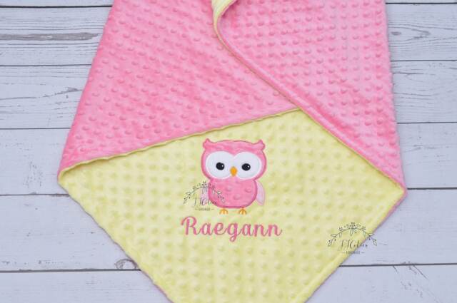 Personalized Owl Baby Blanket-Owl Baby Blanket-Personalized Minky Blanket-Minky Blanket-Minky Blanket-Baby Girl Minky Blanket - image 1