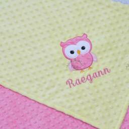 Personalized Owl Baby Blanket-Owl Baby Blanket-Personalized Minky Blanket-Minky Blanket-Minky Blanket-Baby Girl Minky Blanket - thumbnail 3
