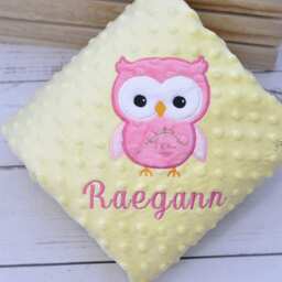 Personalized Owl Baby Blanket-Owl Baby Blanket-Personalized Minky Blanket-Minky Blanket-Minky Blanket-Baby Girl Minky Blanket - thumbnail 2