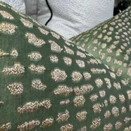 Luxurious Olive Green & Gold Shimmer Throw Pillow Cover - Ashley Wilde Estrada Fabric Global Shipping - thumbnail 3