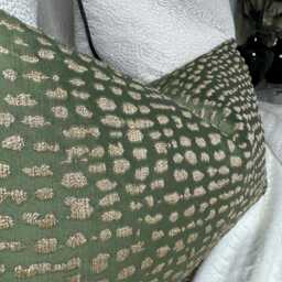 Luxurious Olive Green & Gold Shimmer Throw Pillow Cover - Ashley Wilde Estrada Fabric Global Shipping - thumbnail 2