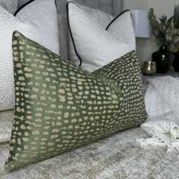 Luxurious Olive Green & Gold Shimmer Throw Pillow Cover - Ashley Wilde Estrada Fabric Global Shipping - thumbnail 1