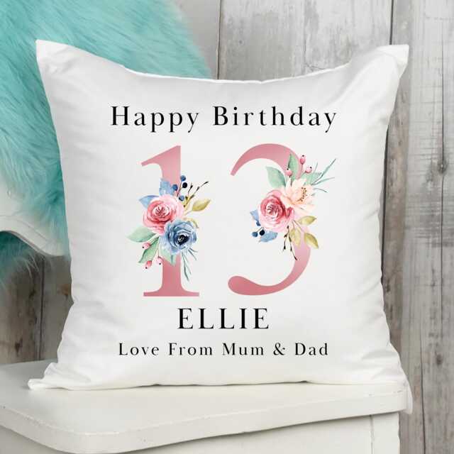 Personalised 13Th Birthday Cushion Pillow - Custom Message Gifts & Unique Present Ideas For Daughter, Sister, Niece Or Friend - image 1