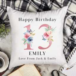 Personalised 13Th Birthday Cushion Pillow - Custom Message Gifts & Unique Present Ideas For Daughter, Sister, Niece Or Friend - thumbnail 2