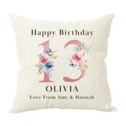 Personalised 13Th Birthday Cushion Pillow - Custom Message Gifts & Unique Present Ideas For Daughter, Sister, Niece Or Friend - thumbnail 4