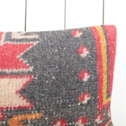 Handmade Turkish Kilim Pillow Cover Boho Tribal Lumbar Cushion - 12''x24'' - thumbnail 3