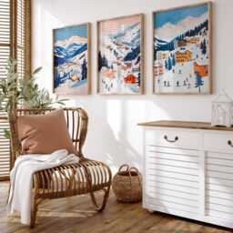 Set Of 3 Three Valleys Skiing Travel Poster, Ski Print, France Adventure Wall Art - thumbnail 4