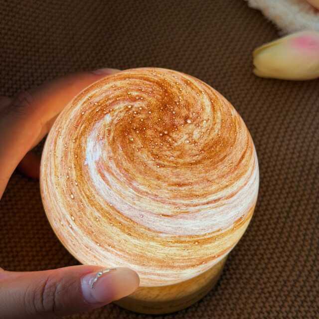 Custom Warm Jupiter Swirl Glass Night Light, Engraved Orange Planet Lamp, Cozy Bedroom Decor Gift For Her - image 1