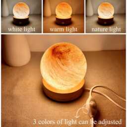 Custom Warm Jupiter Swirl Glass Night Light, Engraved Orange Planet Lamp, Cozy Bedroom Decor Gift For Her - thumbnail 3