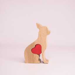 Personalised Chihuahua Ornament, Chihuahua Memorial Keepsake, Wooden Statue With Engraved Love Heart, Dog Mum Present On Mother's Day - thumbnail 3
