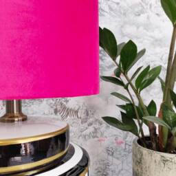 Cerise Pink Extra Tall Drum Lampshade in Velvet, 50cm Height - thumbnail 3
