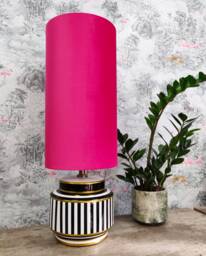 Cerise Pink Extra Tall Drum Lampshade in Velvet, 50cm Height