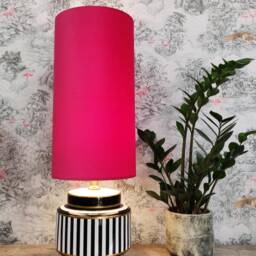 Cerise Pink Extra Tall Drum Lampshade in Velvet, 50cm Height - thumbnail 2