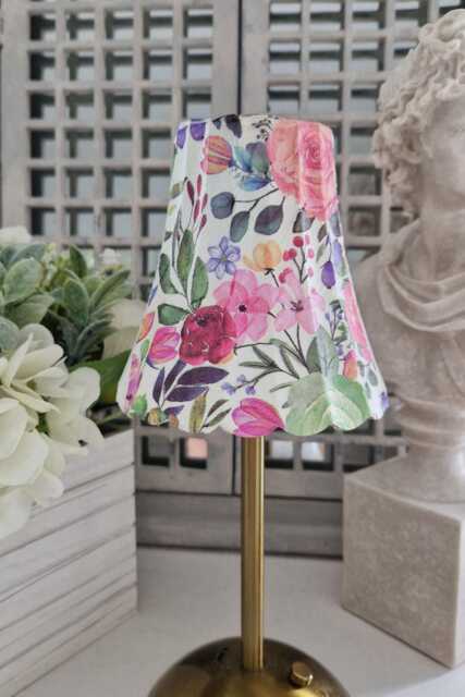 Cordless Touch Lamp. Beautiful Decoupaged Floral Usb Rechargeable Table Lamp.hand Decorated.four Base Colours - image 1