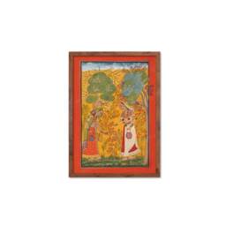 Framed Indian Art Vintage Print Poster Antique Vasanti Ragini Mehndi Henna Spring Hindu Ragamala Punjab India Painting Beautiful Garden Rani - thumbnail 2