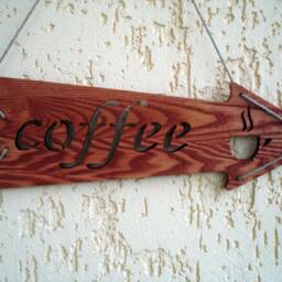 Wood Coffee Arrow Sign, Wooden Sign, House Home Decor, Handcrafted Wall Art - thumbnail 2