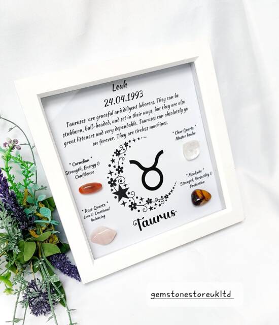 Personalised Handcrafted Taurus Zodiac Picture Frame, Personalized Astrology Decor, Mindfulness Gift For Spiritual Souls, UK Seller - image 1