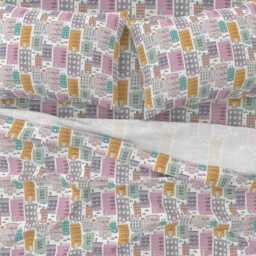 Cityscape Sheets - New York City Brownstones By Littlesmilemakers Urban Cotton Sateen Sheet Set Bedding Spoonflower - thumbnail 3