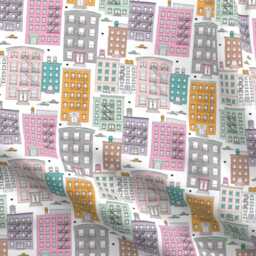 Cityscape Sheets - New York City Brownstones By Littlesmilemakers Urban Cotton Sateen Sheet Set Bedding Spoonflower - thumbnail 4