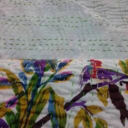 Gift Special Indian Handmade Bird Print Kantha Quilt Gudri Blanket Bedspread Size Queen - thumbnail 2