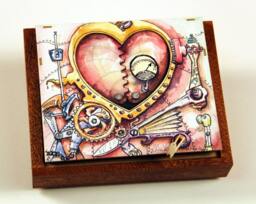 steampunk Valentine - Kinetic Sculpture Greeting Card For Lovers, Weddings, Anniversary, Engagement