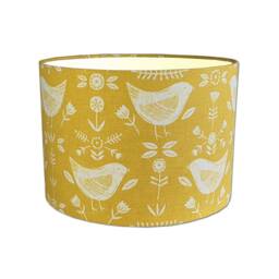 Lampshades in Narvik Birds Ochre Yellow Fabric Handmade Free Delivery - thumbnail 2