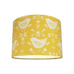 Lampshades in Narvik Birds Ochre Yellow Fabric Handmade Free Delivery - thumbnail 1