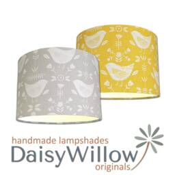 Lampshades in Narvik Birds Ochre Yellow Fabric Handmade Free Delivery - thumbnail 4