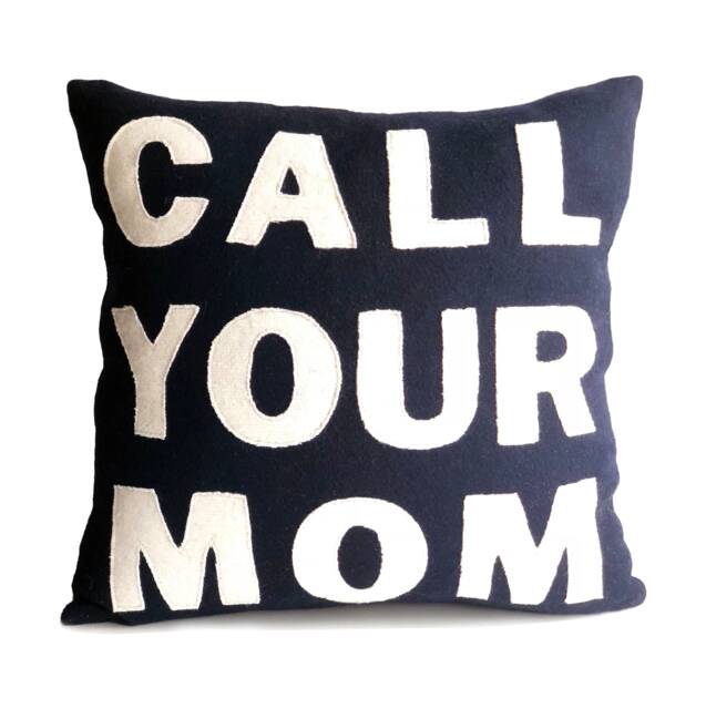 Call Your Mom, Dorm Pillow, Felt Throw Pillow Cover, Navy Blue Gift For Son Daughter, Back To School, Birthday Gift, Message - image 1