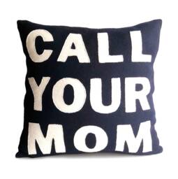 Call Your Mom, Dorm Pillow, Felt Throw Pillow Cover, Navy Blue Gift For Son Daughter, Back To School, Birthday Gift, Message - thumbnail 1