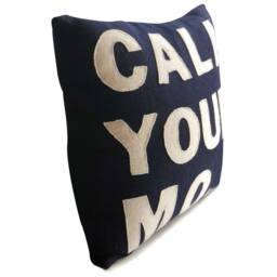 Call Your Mom, Dorm Pillow, Felt Throw Pillow Cover, Navy Blue Gift For Son Daughter, Back To School, Birthday Gift, Message - thumbnail 2