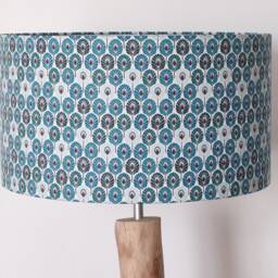 Lampshade - Pendant Light With Mini Blue Peacock Feather Motifs, Ideal Christmas/Birthday Gift, Exotic Tropical Decor - thumbnail 2