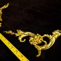 Large Pair Gilt Or White French Style Decorative Corner Wall Furniture Moulding Pediment Plastic Decoration - thumbnail 3