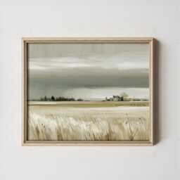Neutral Field Poster, Farmhouse Landscape Print, Country Wall Art, Paper - thumbnail 3