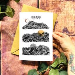 Three Peaks Mountain Art Print/Greeting Card UK England Scotland Wales - thumbnail 3