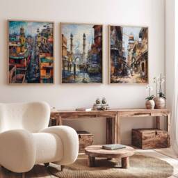Set Of 3 Lahore Travel Posters, Pakistan Prints, Art, Islamic Wall Muslim Gift, Pakistani Decor - thumbnail 2