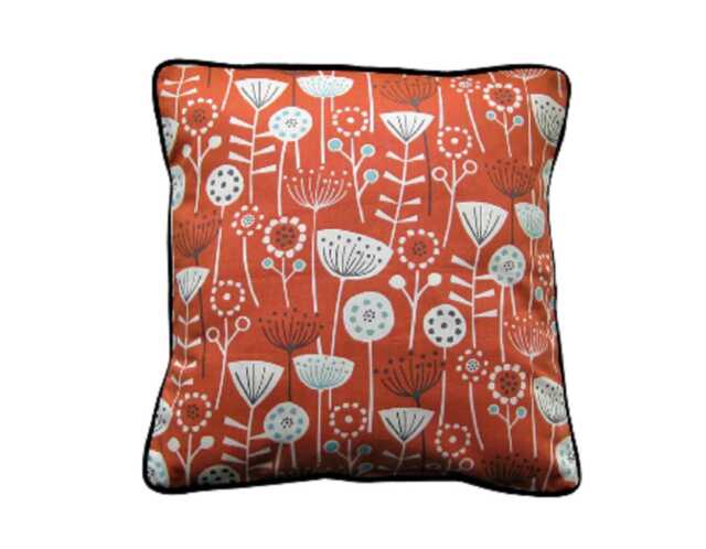 Floral Scandi Cushion Cover Burnt Orange Cotton Throw Pillow - image 1