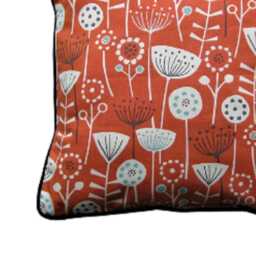 Floral Scandi Cushion Cover Burnt Orange Cotton Throw Pillow - thumbnail 3