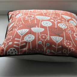 Floral Scandi Cushion Cover Burnt Orange Cotton Throw Pillow - thumbnail 2
