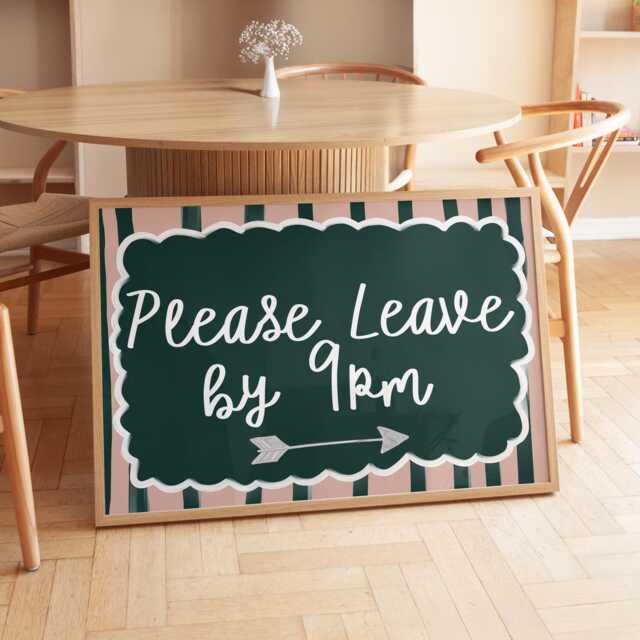 Please Leave By 9Pm Print, 9 Please, Homebody Prints, Quotes, Sleep in Print - image 1