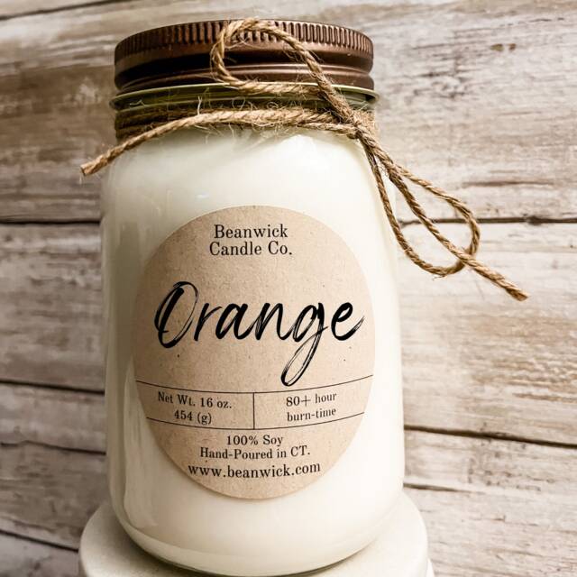 Orange Bergamot Soy Candle 16 Oz Mason Jar, 80+ Hour Burn - image 1